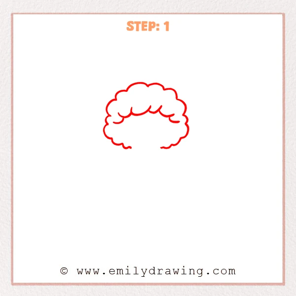 how to draw a cartoon angel - Early sketch of a cartoon angel showing only a fluffy, cloud-shaped curly hair outline with a few inner bang curves.